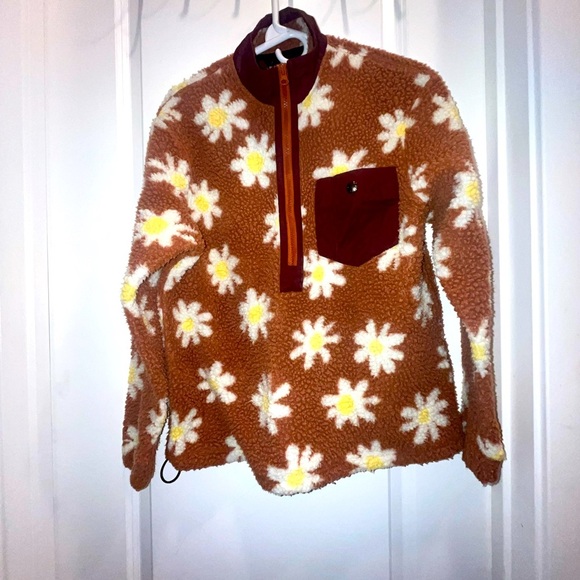 Airblaster Sherpa Rust Daisy Half Zip Fleece Jacket - Picture 1 of 3